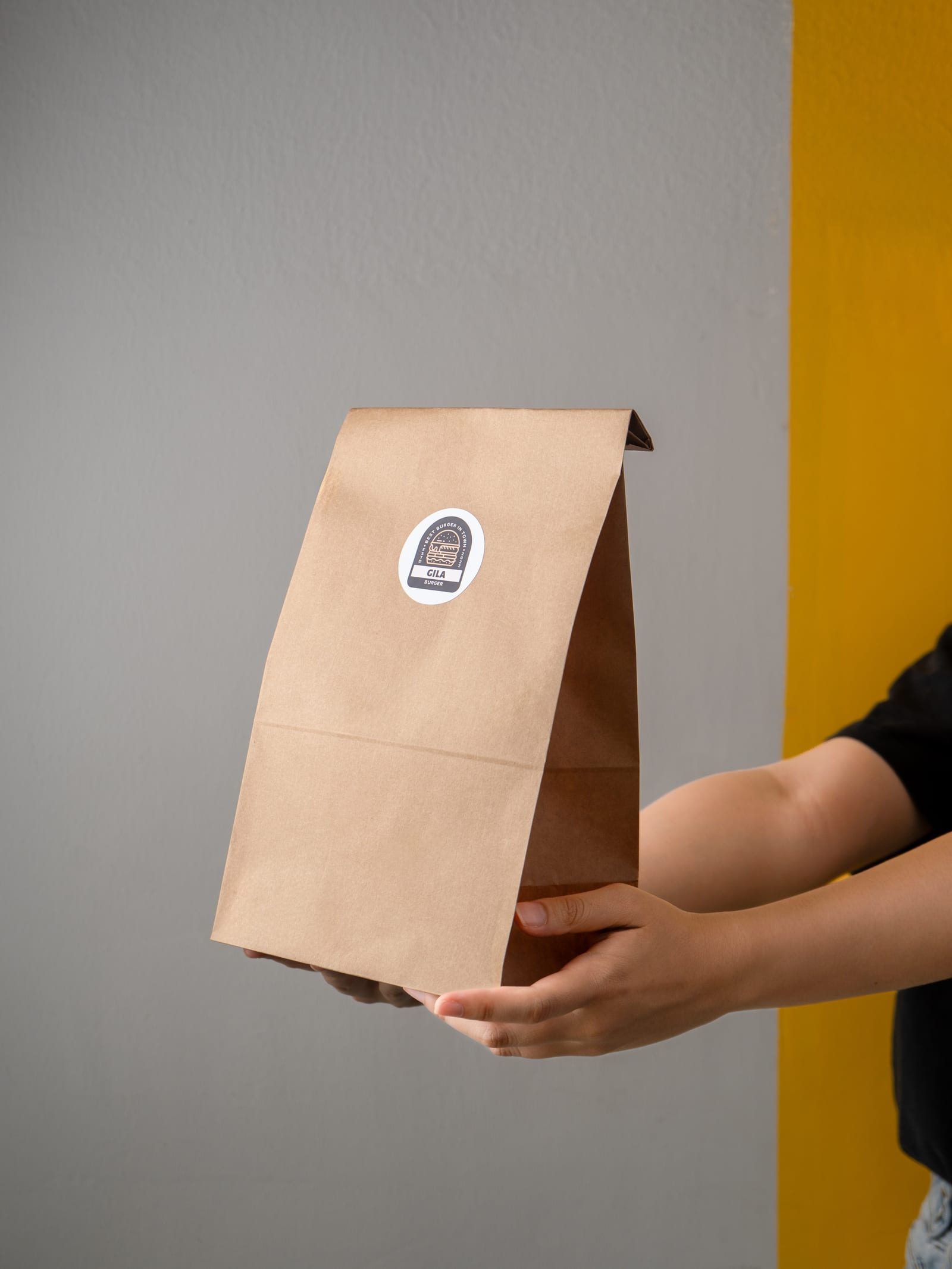 Gila Burger branded paper delivery bag — burger delivery near me in Petaling Jaya